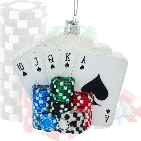 Noble Gems™ Glass Poker Cards & Chips Ornament