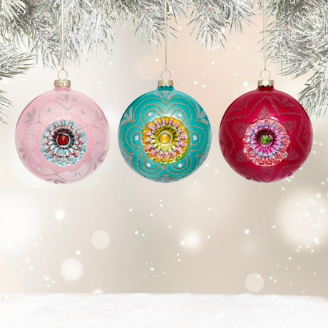 Pastel Ball Reflector Ornament Set of 3