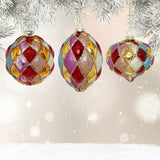 Multi Color Harlequin Ornament Set of 3