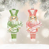 Pastel Nutcracker Candy Cane Ornament Set of 2