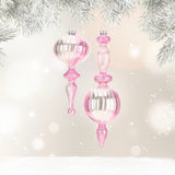 Fancy Pink Finial Ornament Set