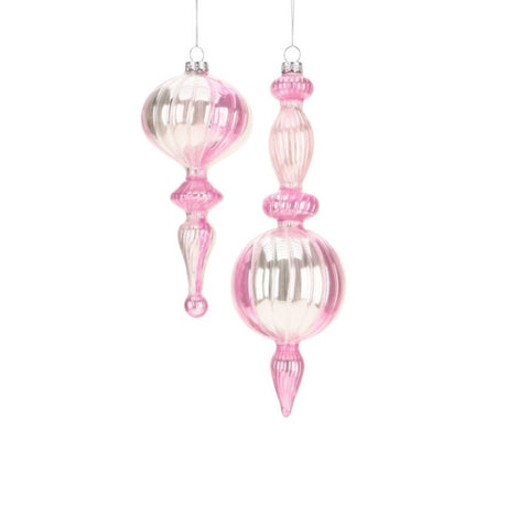 Fancy Pink Finial Ornament Set