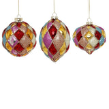 Multi Color Harlequin Ornament Set of 3