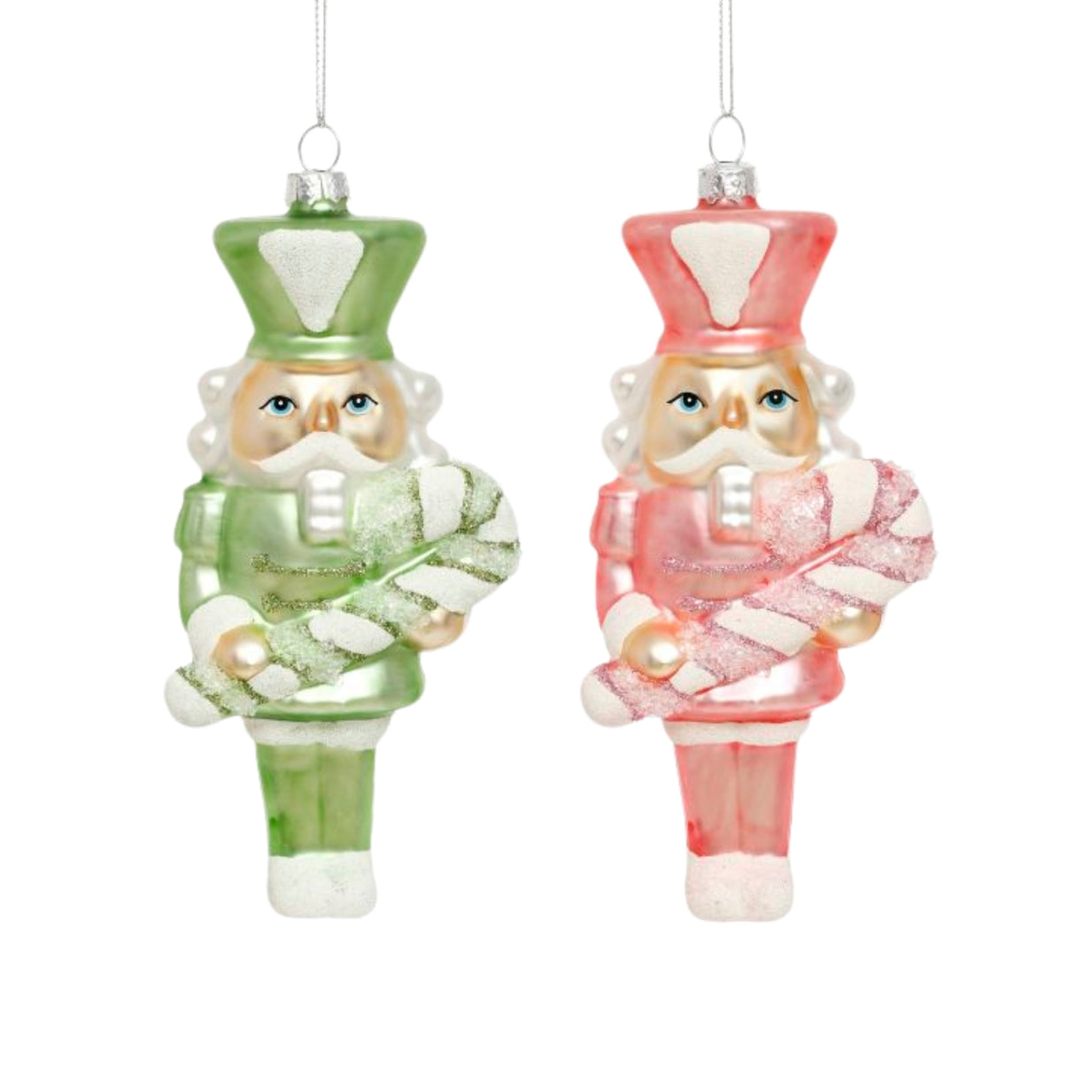 Pastel Nutcracker Candy Cane Ornament Set of 2