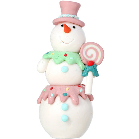 Candy Lollipop Snowman Claydough Figurine