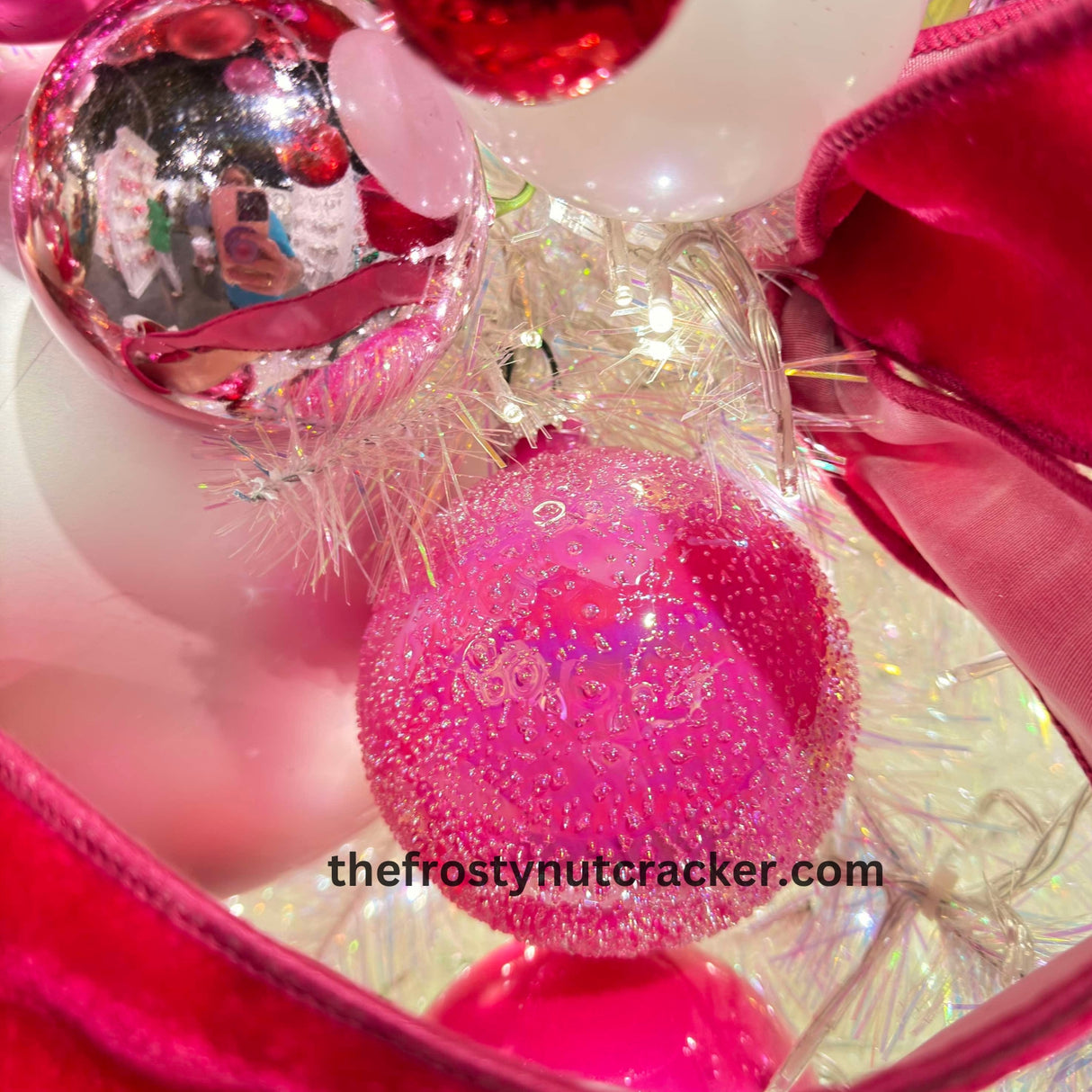 Raz 4" PINK GLITTER BALL ORNAMENT