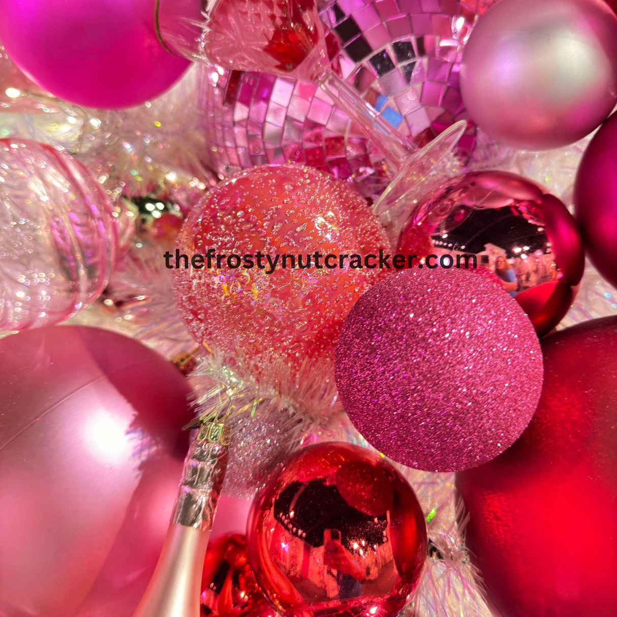 Raz 4" PINK GLITTER BALL ORNAMENT