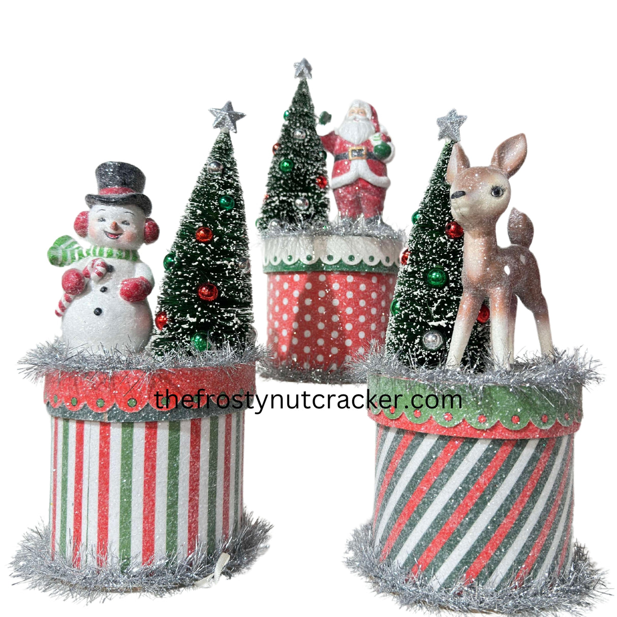 Raz 10" Retro Christmas Friends on Box Decoration