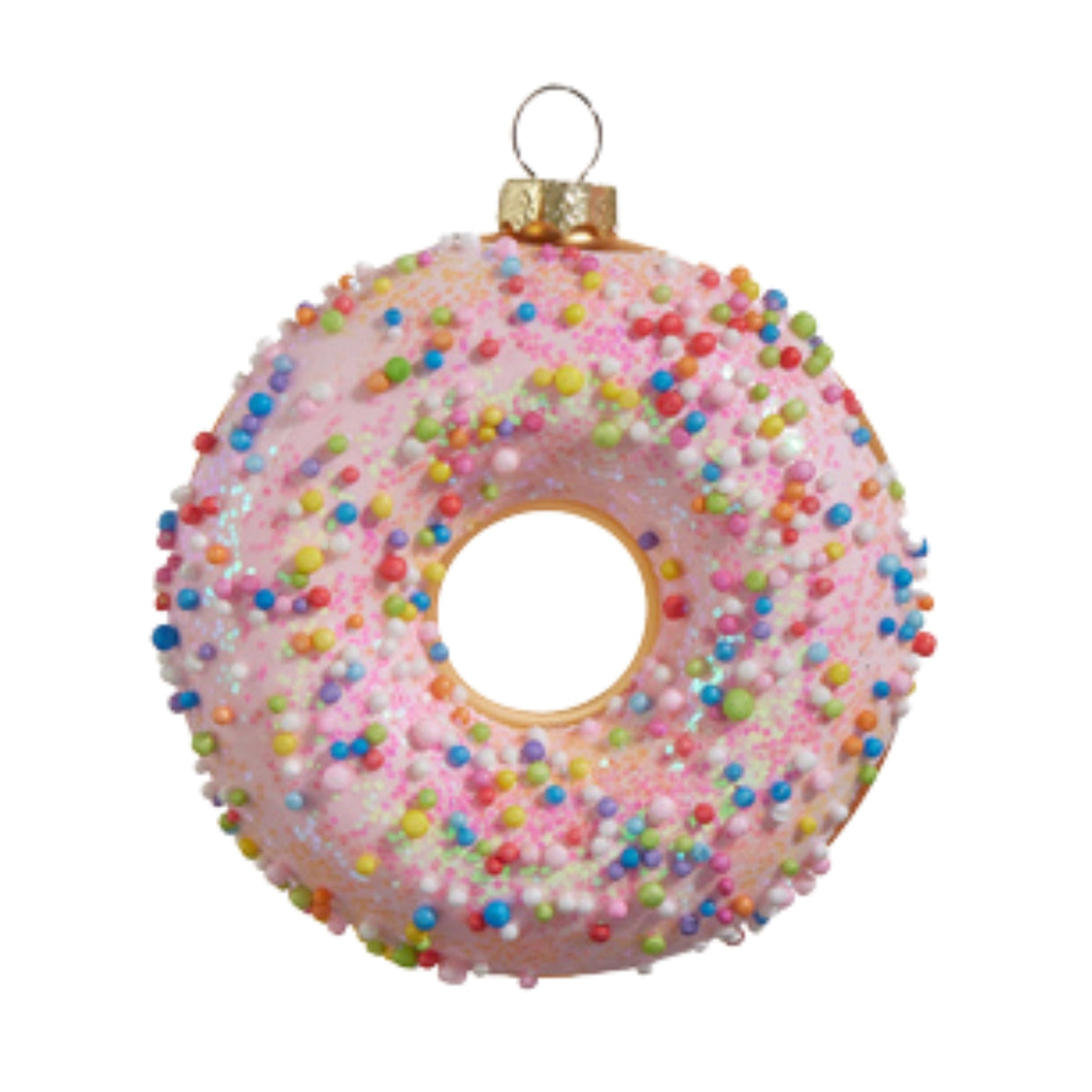 Raz 4" Pink Iced Donut Glass Christmas Ornament