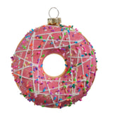 Raz 4" Pink Iced Donut Glass Christmas Ornament