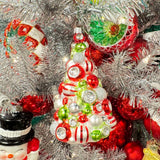 Raz Eric Cortina 5.5" Red, Green, and White Reflector Tree Glass Christmas Ornament