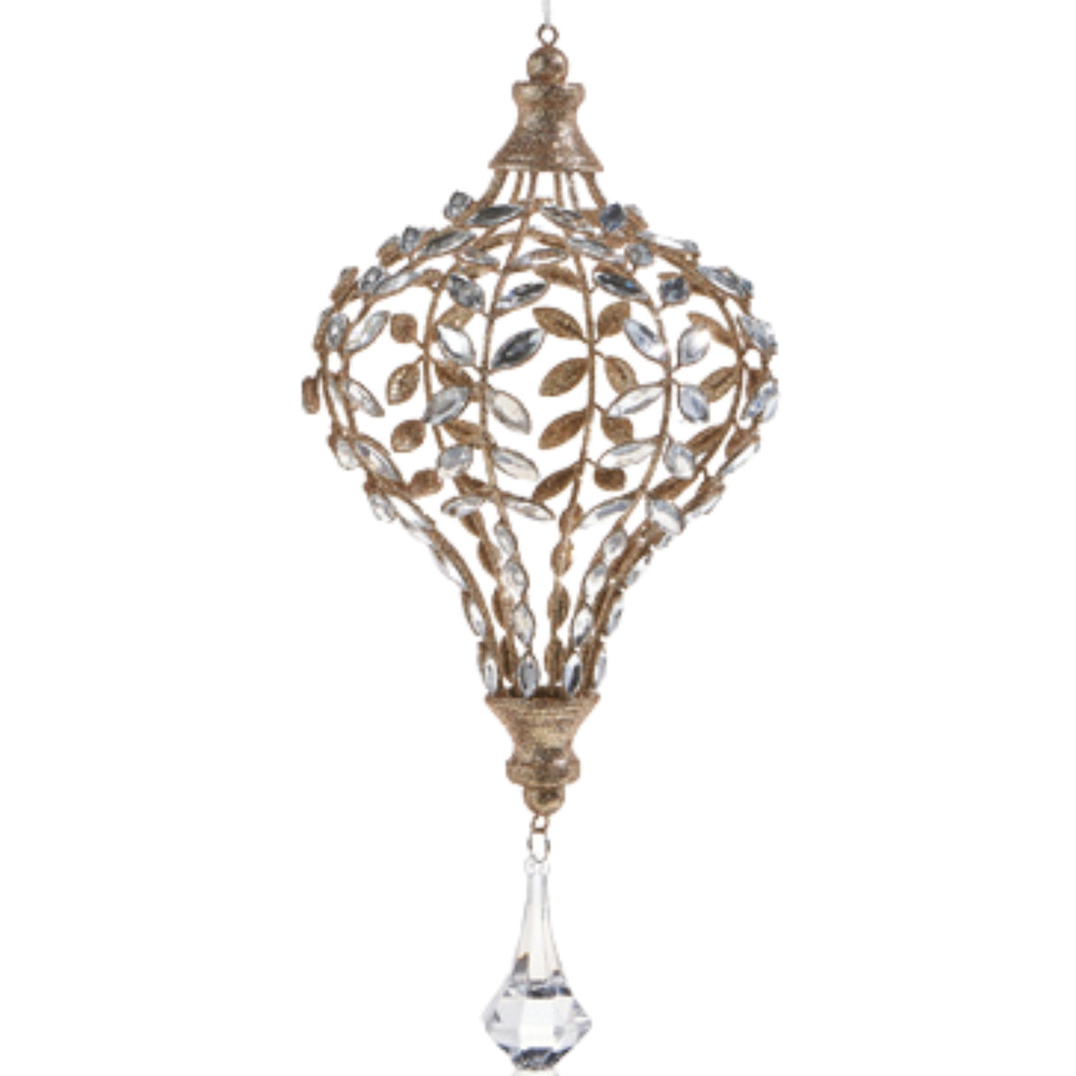 Raz 14" JEWELED DROP ORNAMENT WITH CHAMPAGNE GLITTER