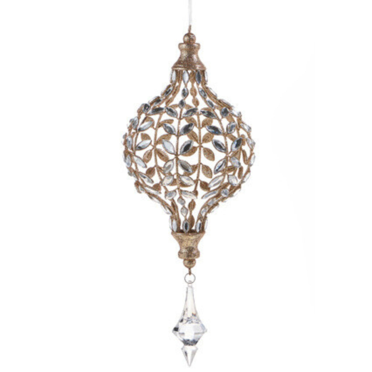 Raz 14" JEWELED DROP ORNAMENT WITH CHAMPAGNE GLITTER