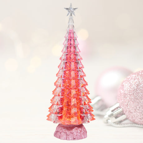 Raz 15" Lighted Pink Tree with Swirling Glitter