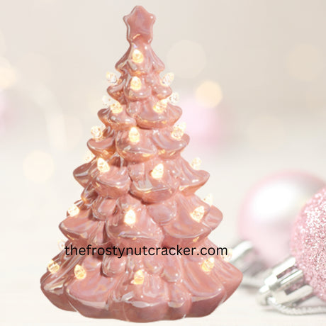 Raz 15" Retro Vintage Lighted Pink Tree w/timer