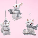 White & Silver Forest Animal Ornaments, 3 Assorted