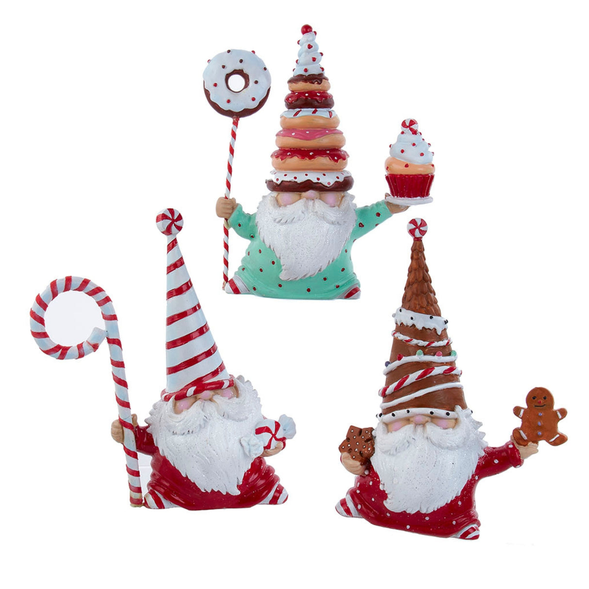 Kurt Adler 7" Jolly Jingles Sweet Shop Gnome Table Piece Set of 3