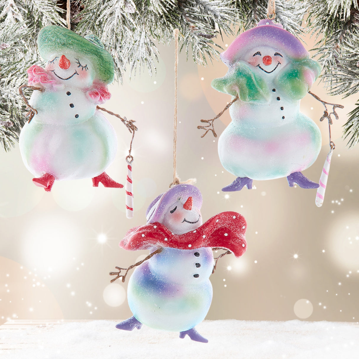 Kurt Adler Sassy Snow Lady Christmas Ornaments Set of 3