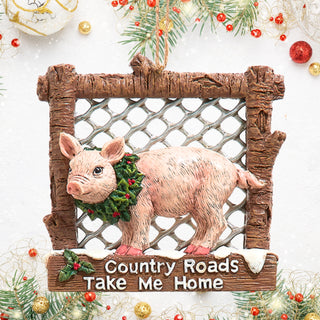 Kurt Adler Farm Animal Saying Ornament Pig Lamb Rooster E0942