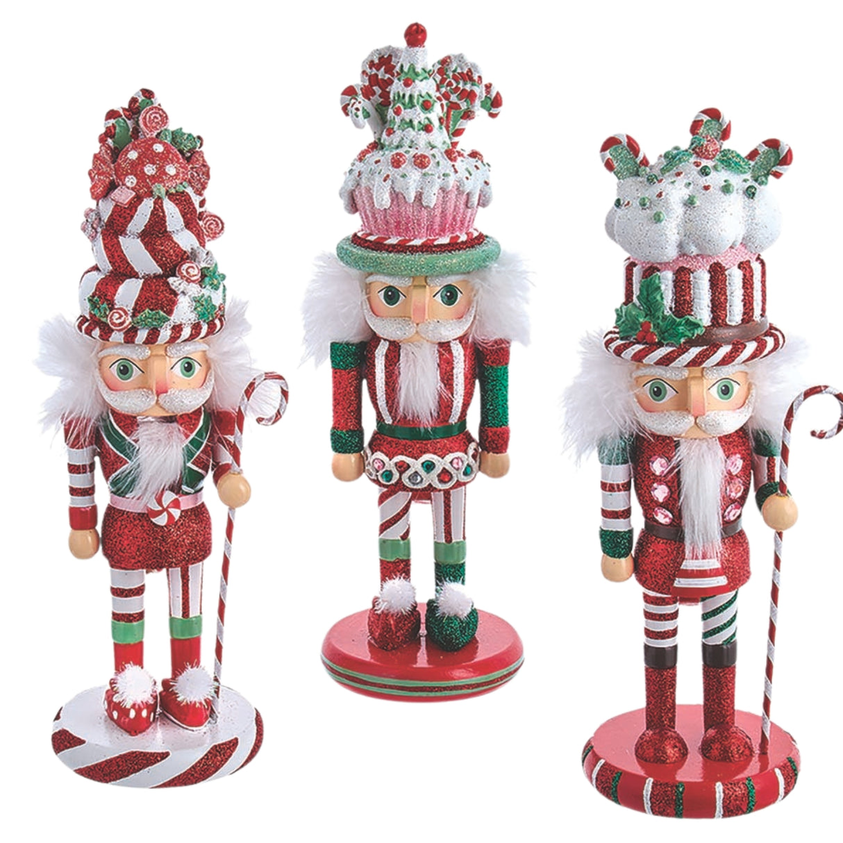 10" Hollywood Nutcrackers™ Candy and Cake Hat Nutcrackers Set of 3