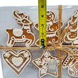 Raz Imports 4.75" Box of Gingerbread Ornaments Brown White