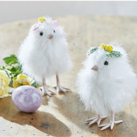 Raz 4.5" or 7" White Easter Fluffy Chick Set 4503457