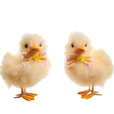 Raz Easter 8" Fluffy Yellow Ducks with Bow Set 4503440