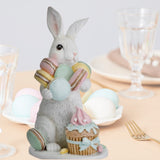 PRE-ORDER-Regency Easter  9.5" Pastel Resin Easter Bunny w/Treats Macaroons MT23707