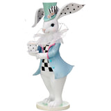 PRE-ORDER-Regency 12" Resin & Fabric Brunch Bunny w/ Black Polka Dots Checkered MT25739