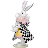 PRE-ORDER-Regency 12" Resin & Fabric Brunch Bunny w/ Black Polka Dots Checkered MT25739