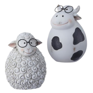 Regency  6.75" Resin Cow Sheep with glasses Set MT26088