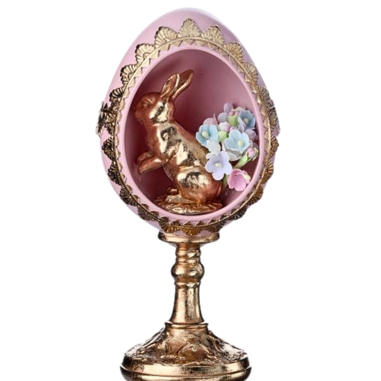 PRE-ORDER- Regency 7" Resin Egg Pedestal w/ Bunny or Chick MT26230