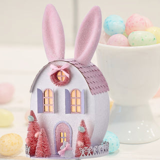 Regency Easter 12.5" LED Light up Paper Bunny House w/timer MT26569