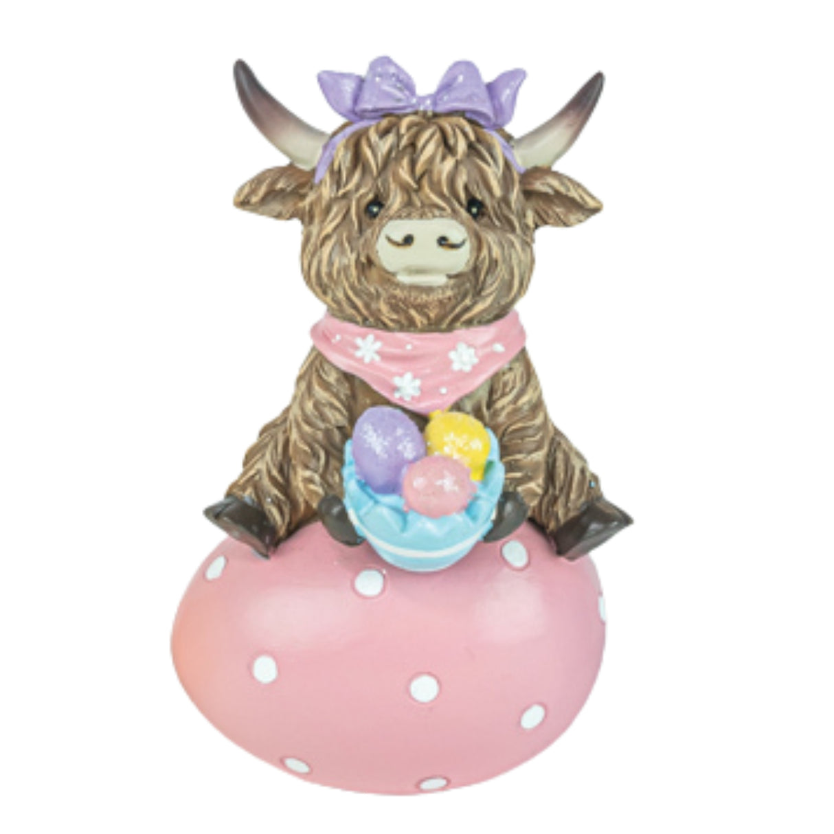 Hanna's Handiworks 5.5 Easter Bunny Ears Highland Cow on Egg 65476