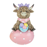 Hanna's Handiworks 5.5 Easter Bunny Ears Highland Cow on Egg 65476