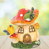 PRE-ORDER-Hanna's Handiworks 7.5" Feathered Friends Mushroom Lighted House 65493