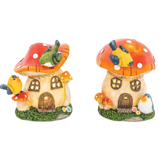 Hanna's Handiworks 7.5" Feathered Friends Mushroom Lighted House 65493