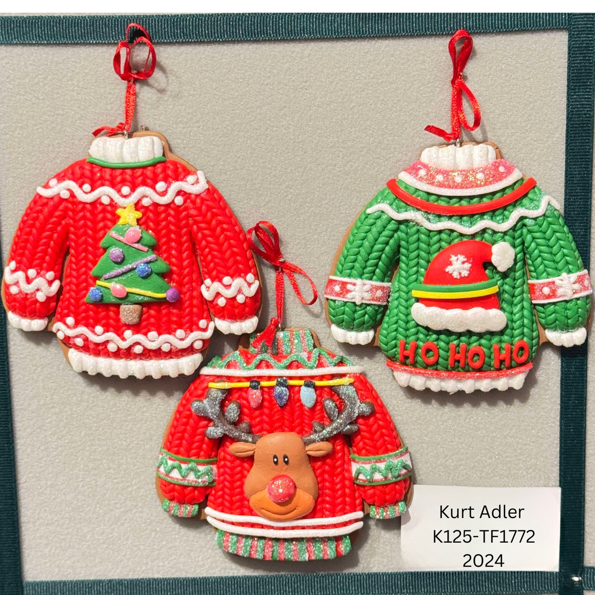 Kurt Adler Whimsical Retro Ugly Sweater Ornaments Set K125-TF1772