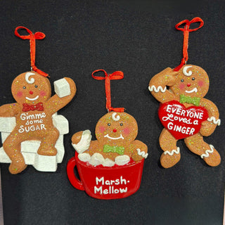 Gingerbread Man Cup Heart & Sugar Ornaments Set of 3