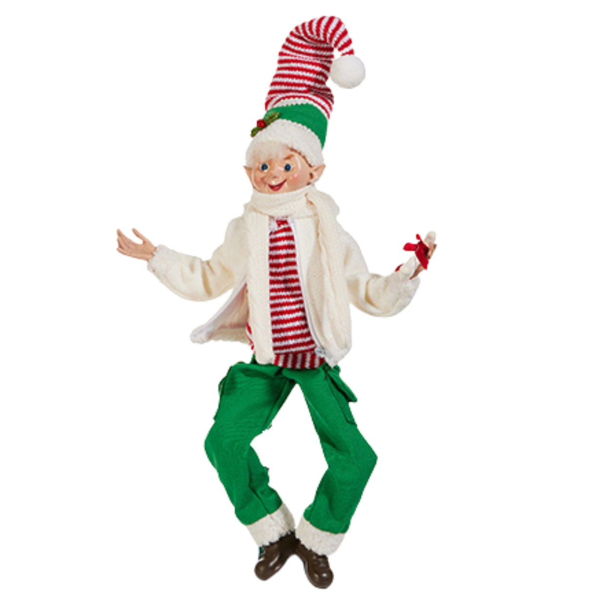 PRE-ORDER Raz 16" STRIPED POSABLE ELF  4502291