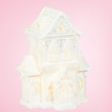 PRE-ORDER Raz 12" Lighted White House with Pearls 4510446