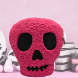 Skull Shaped Bright Pink Sherpa Throw Pillow