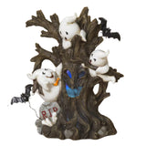 Pre-Order Gerson  8" Lighted Resin Halloween Haunted Spooky Tree w/ Ghosts & Bats