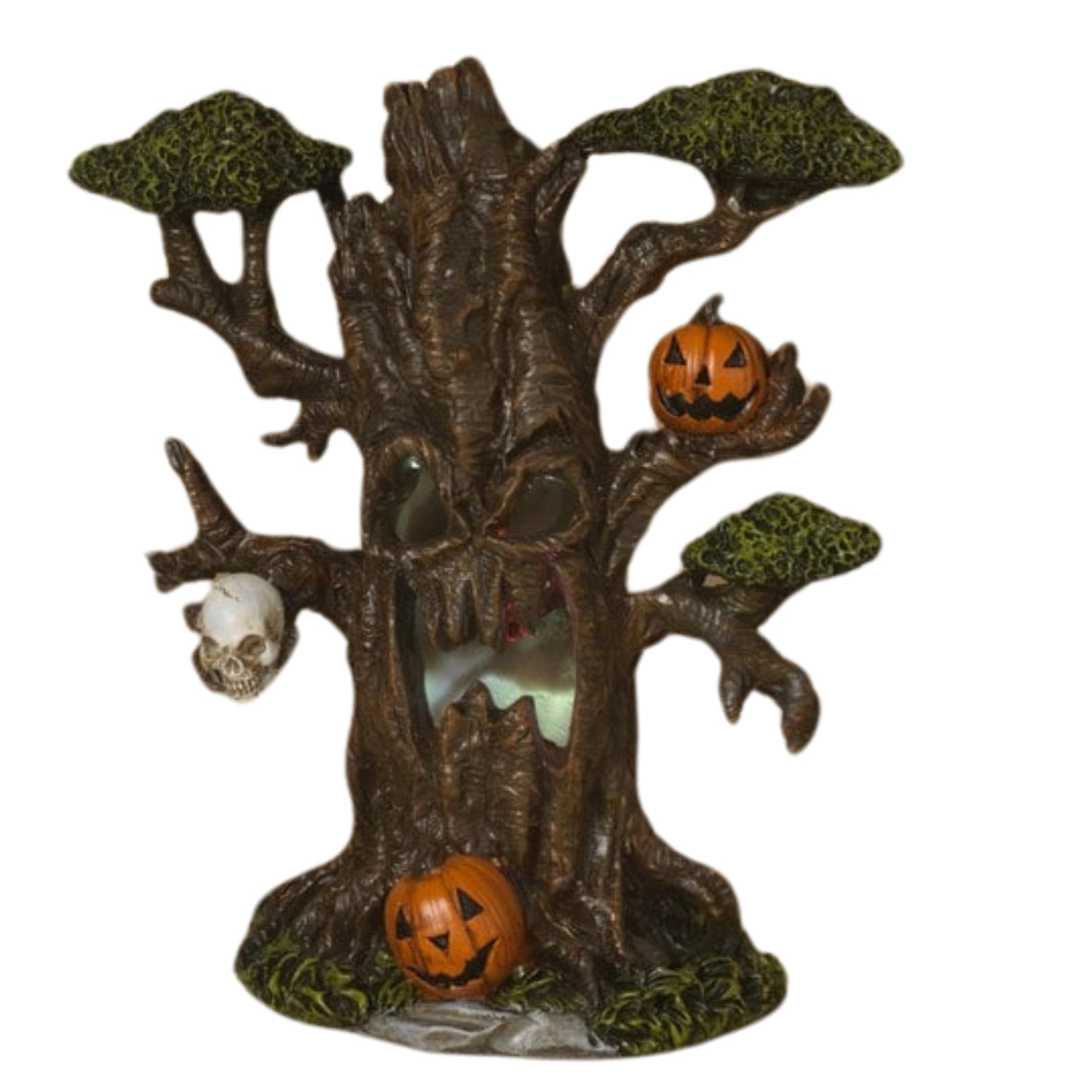 Pre-Order Gerson  8.8" Lighted Resin Haunted Spooky Tree w/ pumpkins Skulls 2658130