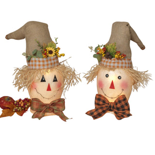 Pre-Order Gerson  13" UL Electric Lighted Frosted Glass Scarecrow Luminary w/ Fabric Hat Set 2792970