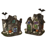 Pre-Order Gerson 6.6" Lighted Resin Haunted House Set 2650340