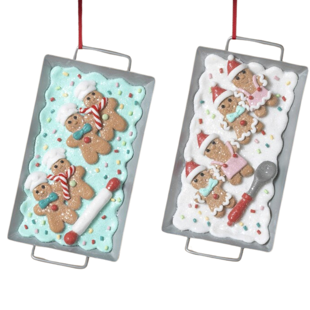 Pre-Order Gerson 7.5" Gingerbread Pastel Cookies on Metal Pan Ornament 2731130