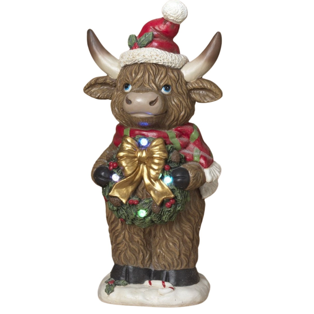 Pre-Order Gerson Large 26.7" Lighted Magnesium Holiday Highland Cow w/ Timer 2794850