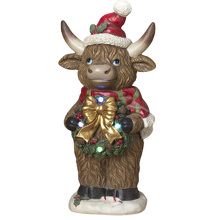 Pre-Order Large 26.7" Lighted Magnesium Holiday Highland Cow w/ Timer 2794850