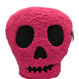 Skull Shaped Bright Pink Sherpa Throw Pillow